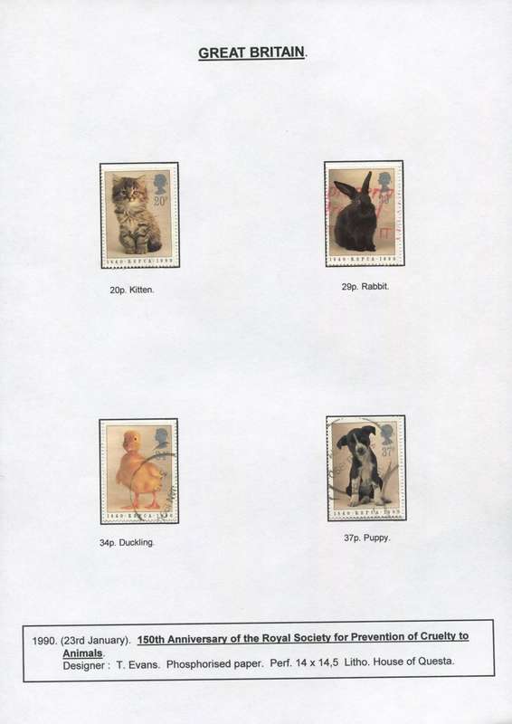 Great Britain - 4 Stamps Mounted on Presentation page
