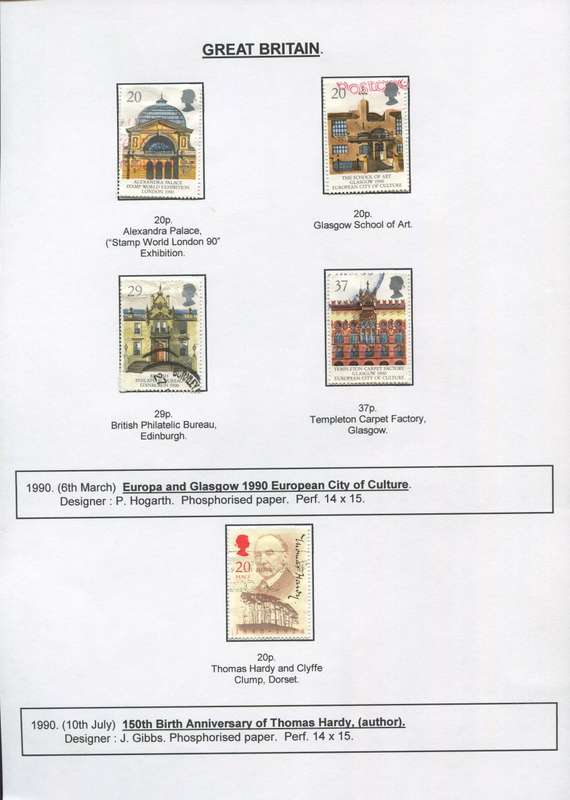 Great Britain - 5 Stamps Mounted on Presentation page