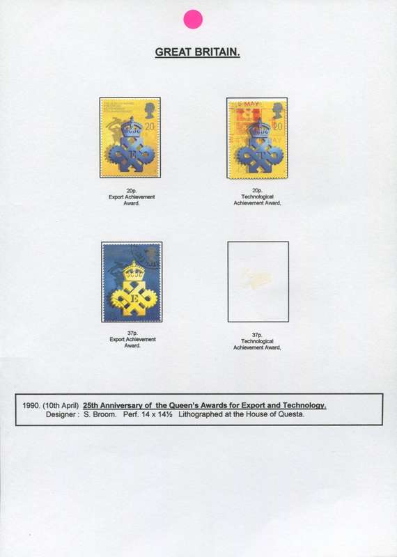 Great Britain - 3 Stamps Mounted on Presentation page