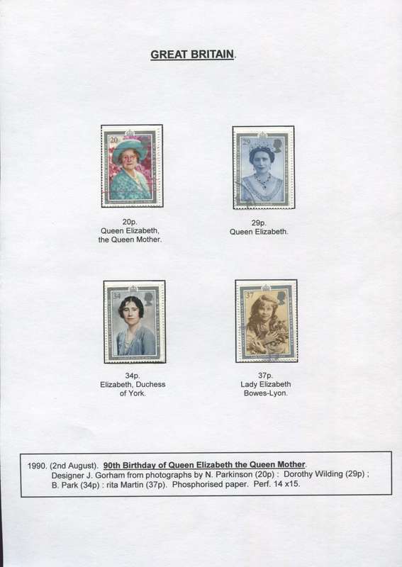 Great Britain - 4 Stamps Mounted on Presentation page