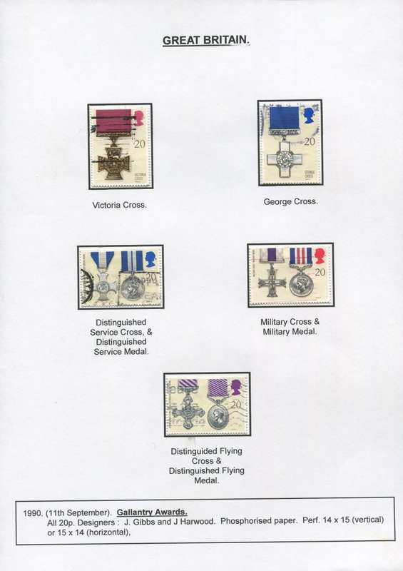 Great Britain - 5 Stamps Mounted on Presentation page