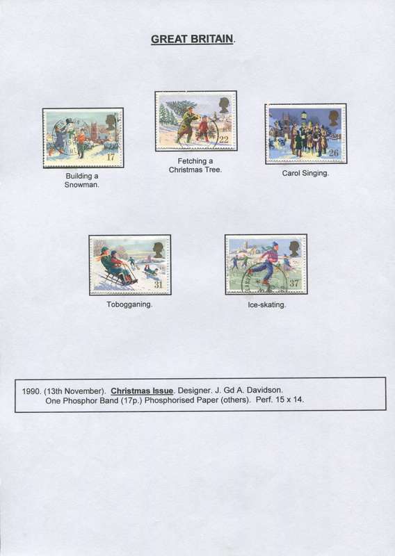 Great Britain - 5 Stamps Mounted on Presentation page