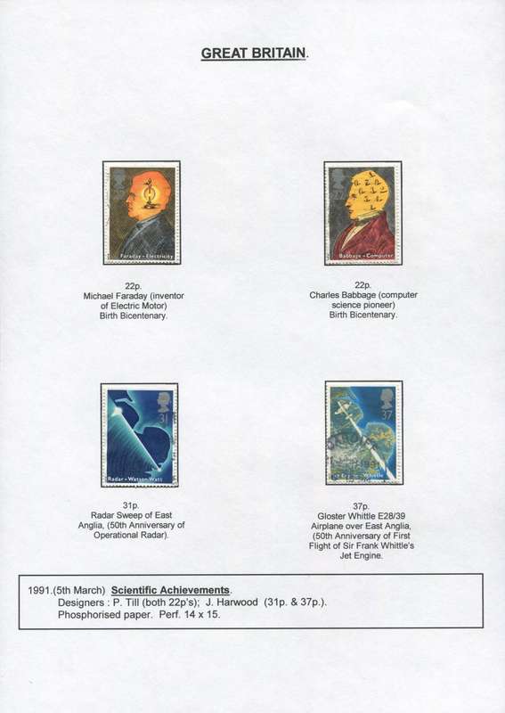 Great Britain - 4 Stamps Mounted on Presentation page