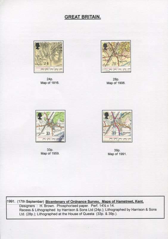 Great Britain - 4 Stamps Mounted on Presentation page