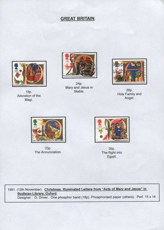 Great Britain - 5 Stamps Mounted on Presentation page