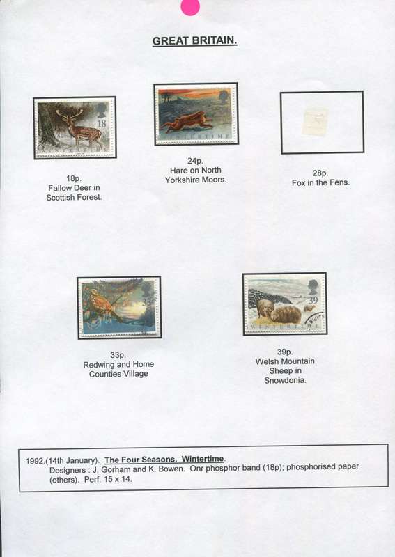 Great Britain - 4 Stamps Mounted on Presentation page