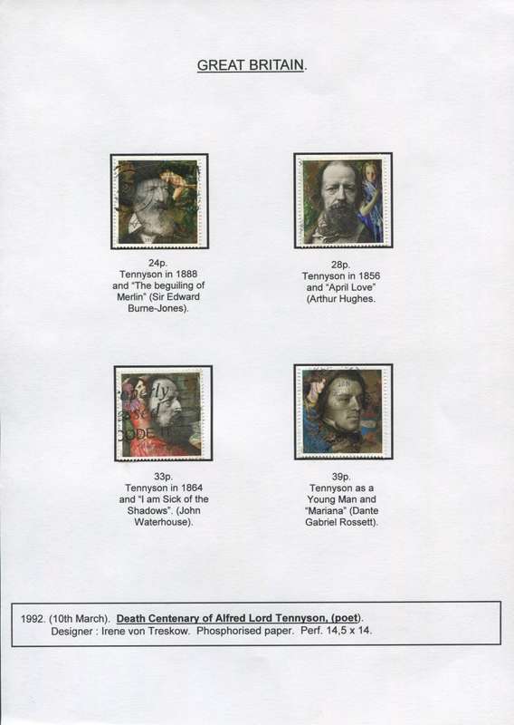 Great Britain - 4 Stamps Mounted on Presentation page