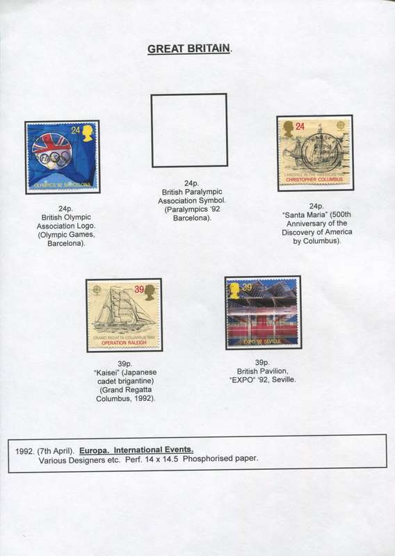 Great Britain - 4 Stamps Mounted on Presentation page