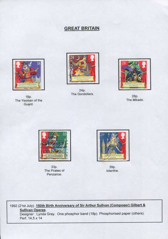 Great Britain - 5 Stamps Mounted on Presentation page
