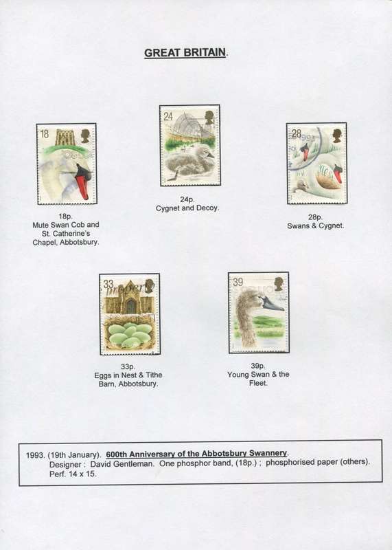 Great Britain - 5 Stamps Mounted on Presentation page