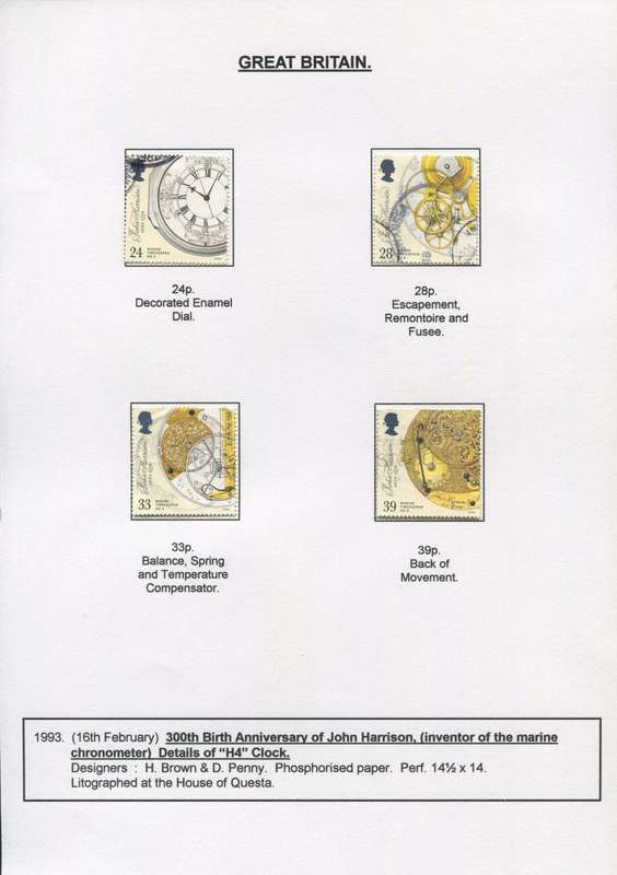 Great Britain - 4 Stamps Mounted on Presentation page