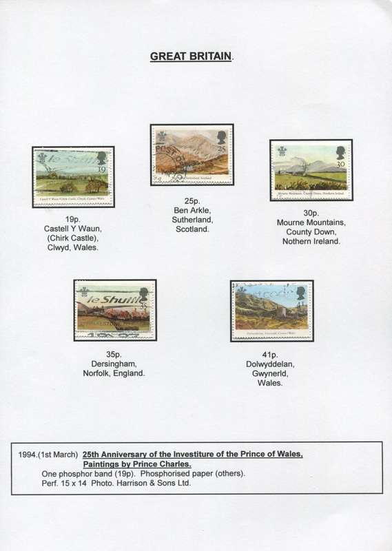 Great Britain - 5 Stamps Mounted on Presentation page