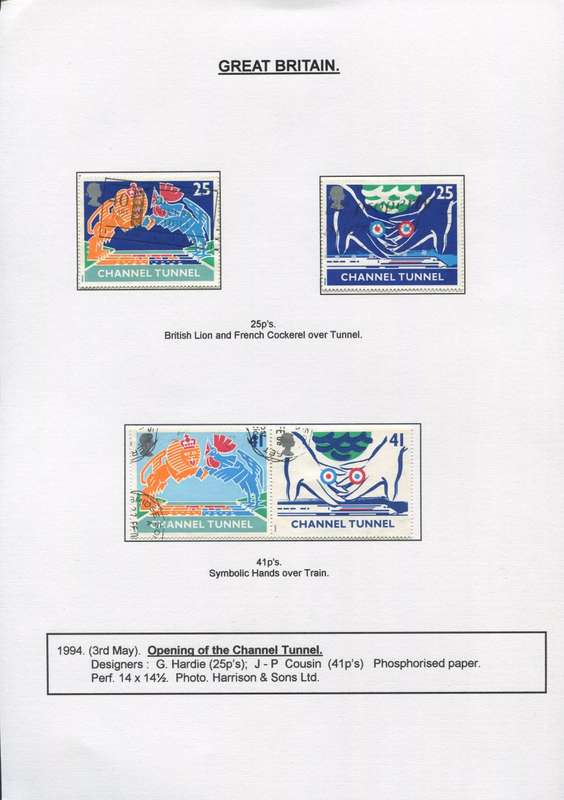 Great Britain - 4 Stamps Mounted on Presentation page