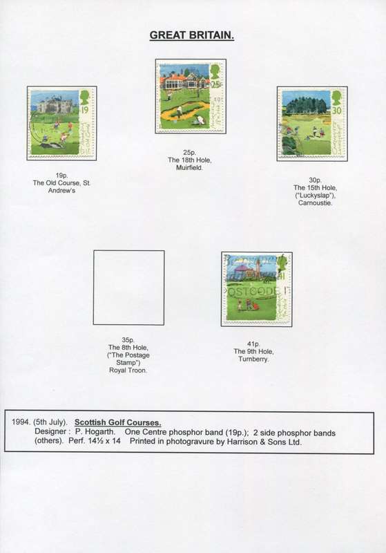 Great Britain - 4 Stamps Mounted on Presentation page