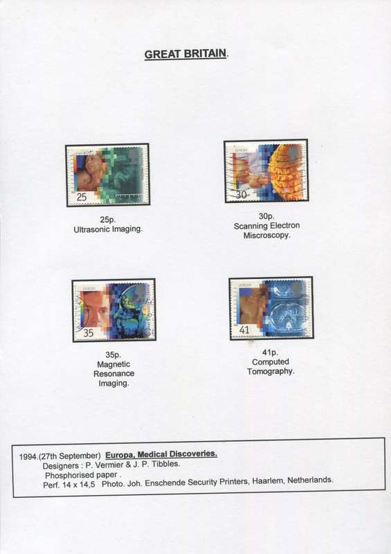 Great Britain - 4 Stamps Mounted on Presentation page