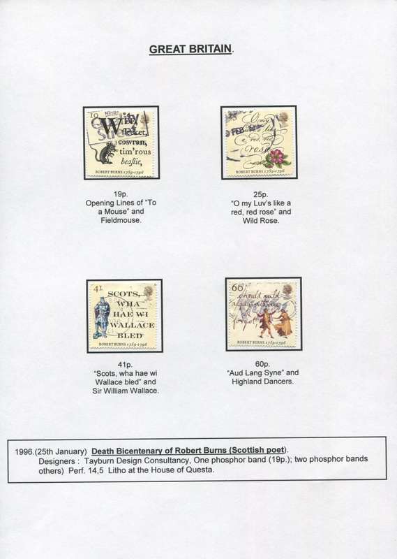 Great Britain - 4 Stamps Mounted on Presentation page