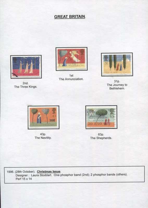 Great Britain - 5 Stamps Mounted on Presentation page
