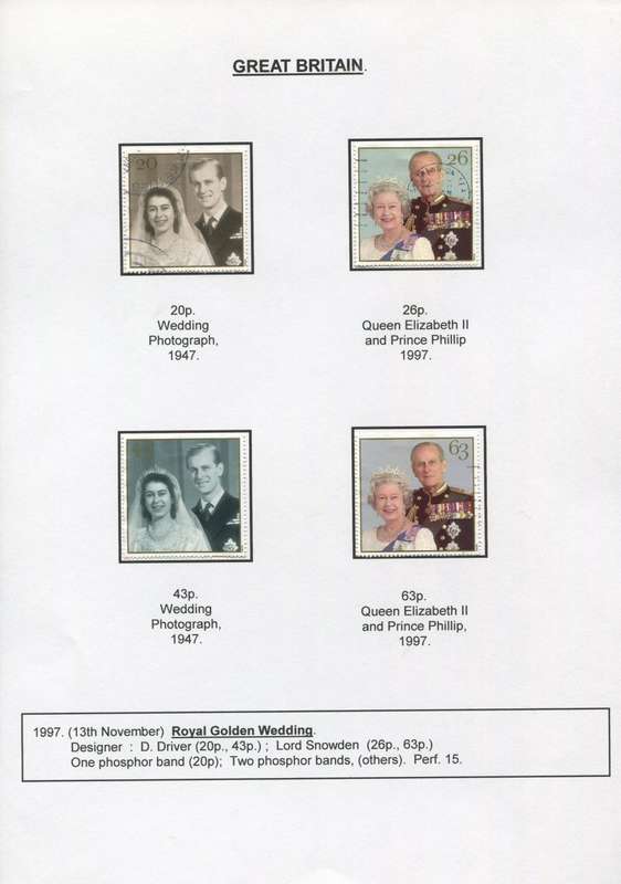 Great Britain - 5 Stamps Mounted on Presentation page