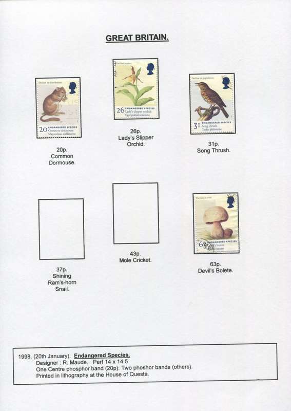 Great Britain - 4 Stamps Mounted on Presentation page
