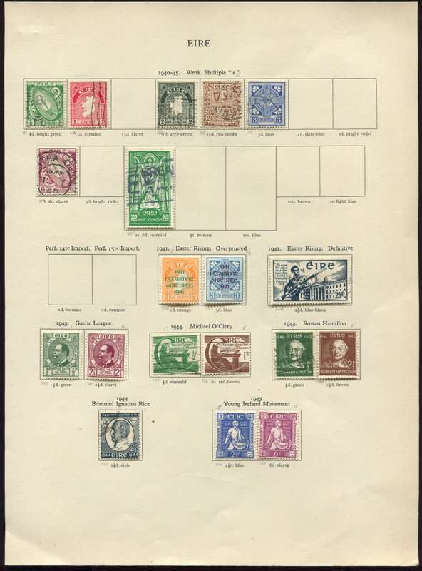 Ireland - 19 Stamps Mounted On Old Album Page