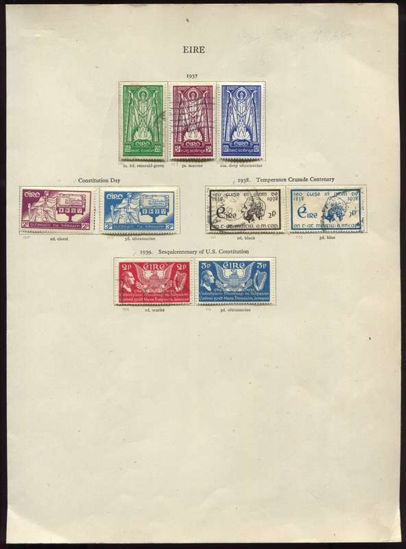 Ireland - 9 Stamps Mounted On Old Album Page