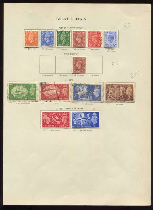 Great Britain - 13 Stamps Mounted On Old Album Page