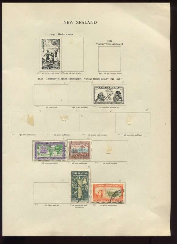 New Zealand- 4 Stamps Mounted On Old Album Page