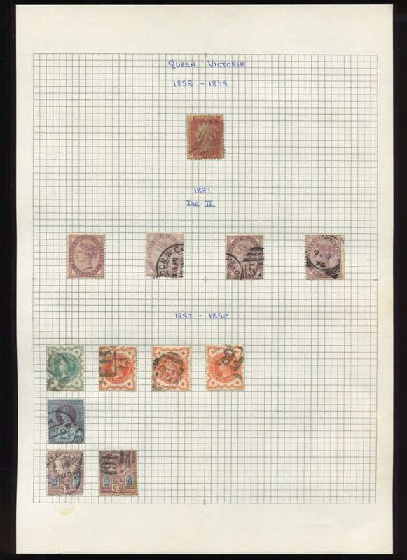 Great Britain -12 Stamps Mounted on Old Album Page