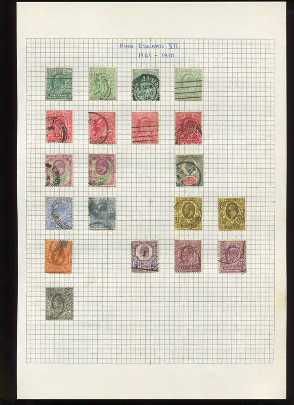 Great Britain -20 Stamps Mounted on Old Album Page