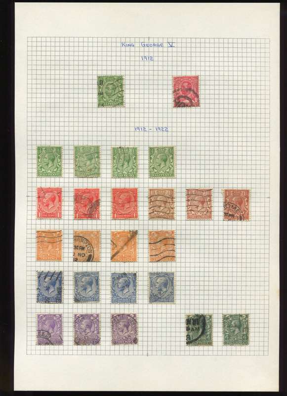 Great Britain - 25 Stamps Mounted on Old Album Page