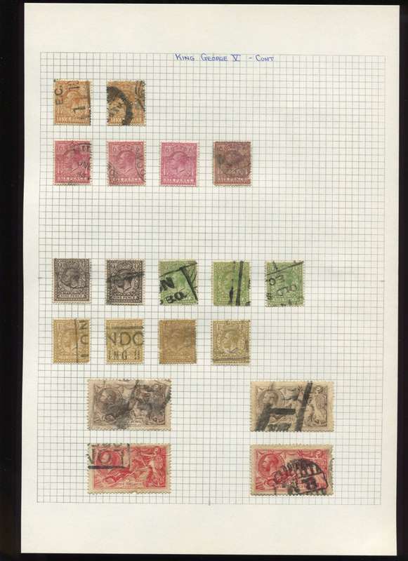 Great Britain - 19 Stamps Mounted on Old Album Page