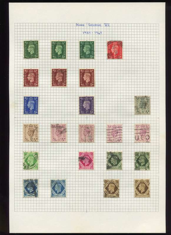 Great Britain - 23 Stamps Mounted on Old Album Page