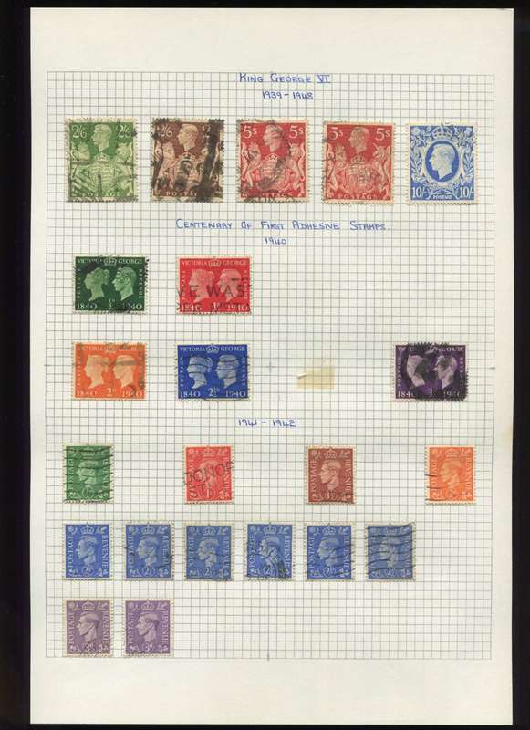 Great Britain - 22 Stamps Mounted on Old Album Page