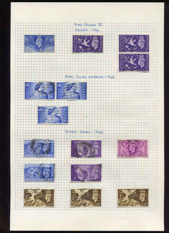 Great Britain - 15 Stamps Mounted on Old Album Page