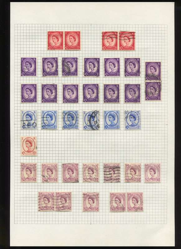 Great Britain - 37 Stamps Mounted on Old Album Page