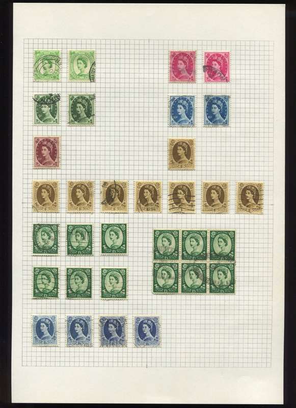 Great Britain - 33 Stamps Mounted on Old Album Page