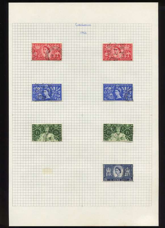 Great Britain - 7 Stamps Mounted on Old Album Page