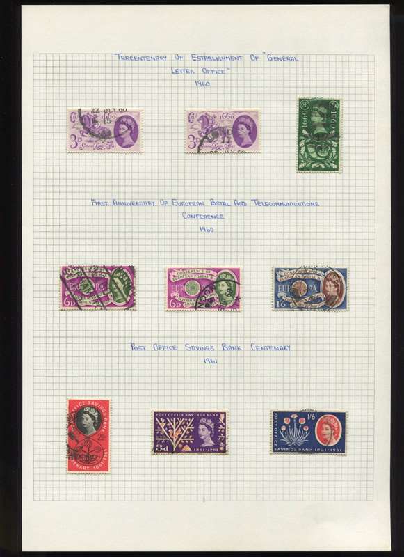 Great Britain - 9 Stamps Mounted on Old Album Page