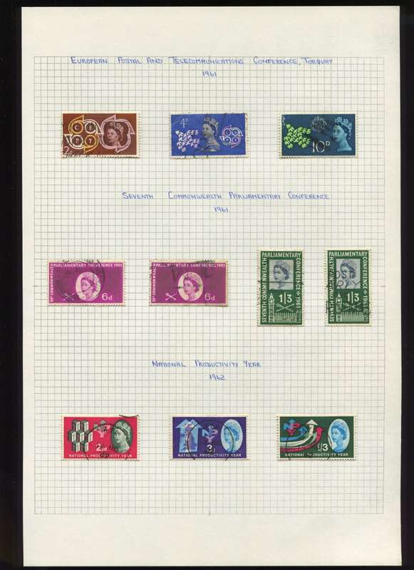 Great Britain - 10 Stamps Mounted on Old Album Page