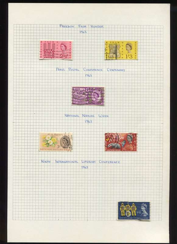 Great Britain - 6 Stamps Mounted on Old Album Page