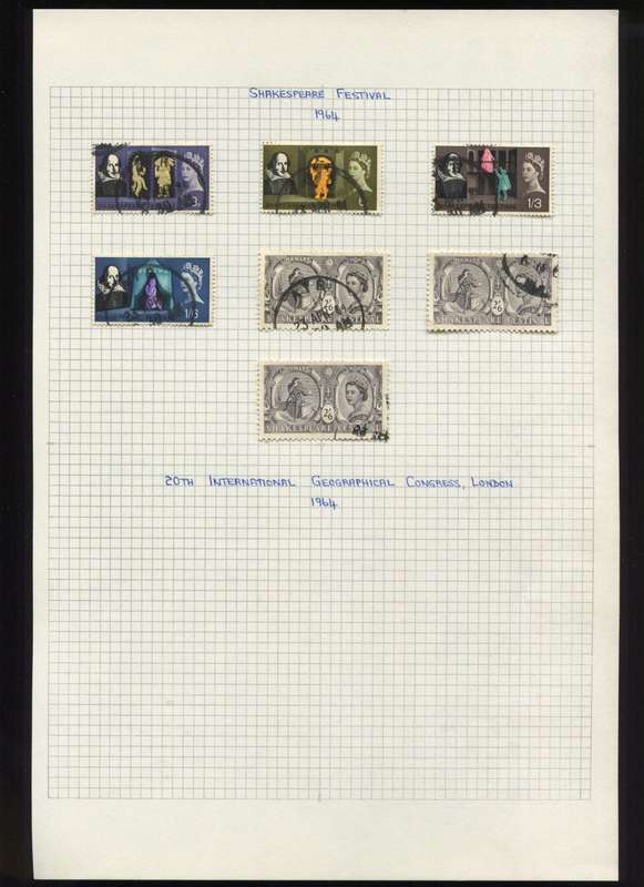 Great Britain - 7 Stamps Mounted on Old Album Page