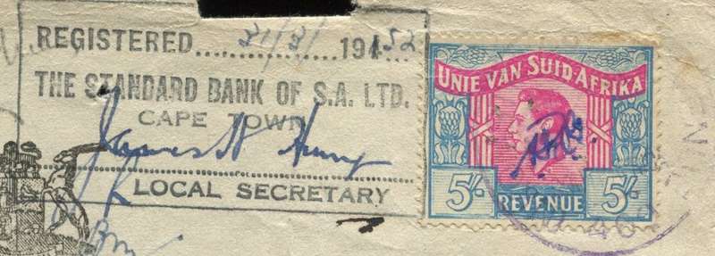 Union of SA - Document - Letters of Administration - 5 /- 1946 Stamp - Langues Error