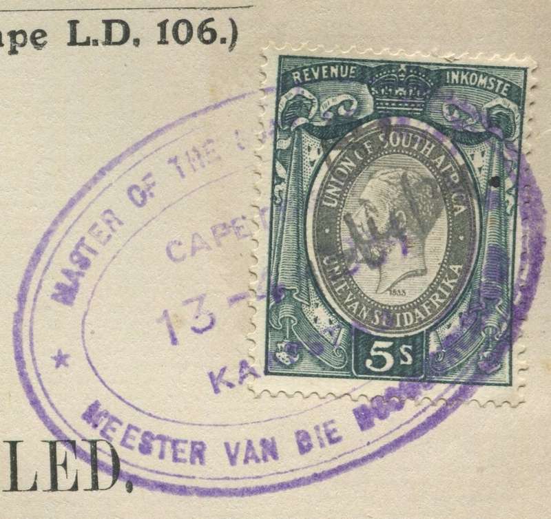 Union of SA - Document - Certificate of Executor s Account Filed - 5 /- 1931 Stamp