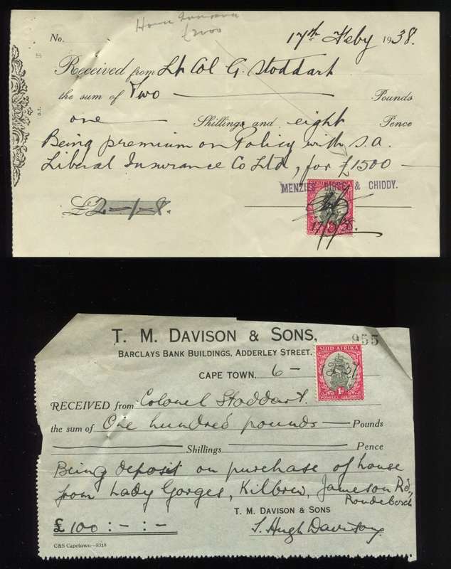 Union of SA - Document - 1 x 1 /- 1931 and 2 x 1 d Postage Stamp
