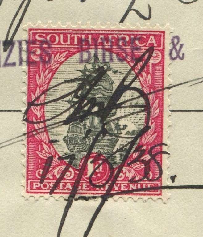 Union of SA - Document - 1 x 1 /- 1931 and 2 x 1 d Postage Stamp