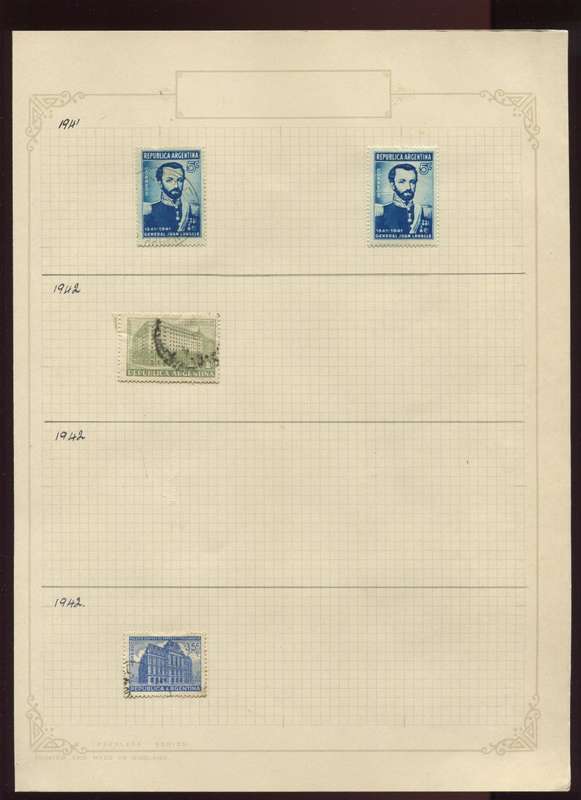 Argentina - 4 Stamps Mounted on Old Album Page