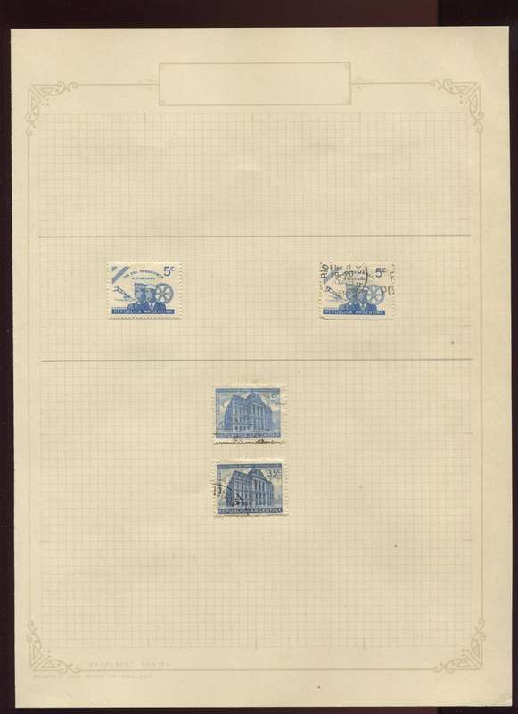 Argentina - 4 Stamps Mounted on Old Album Page