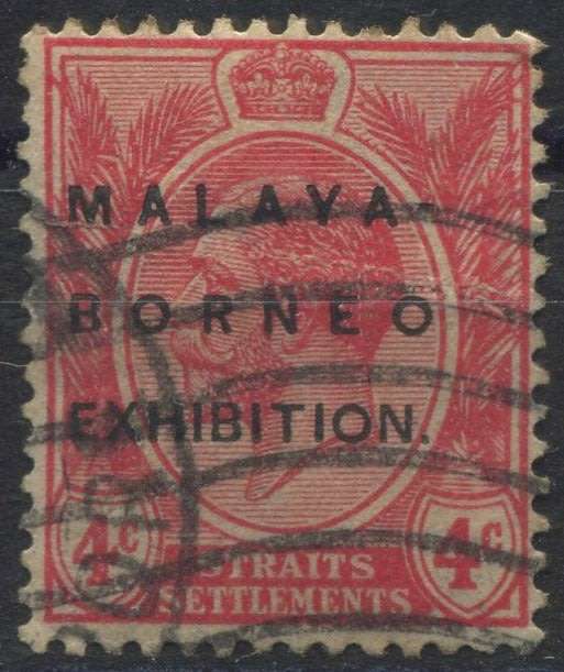 Malaya - Overprinted  MALAYA - BORNEO EXHIBITION Watermark Multiple Crown CA