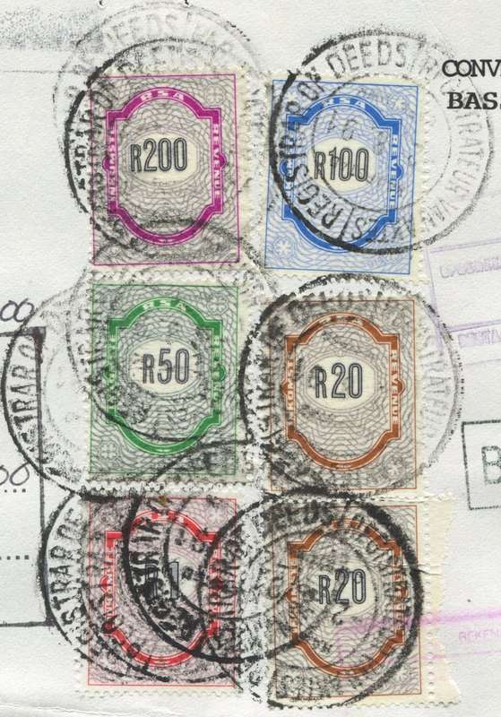 RSA - Revenue - Mortgage Bond - Front Page with 6 stamps