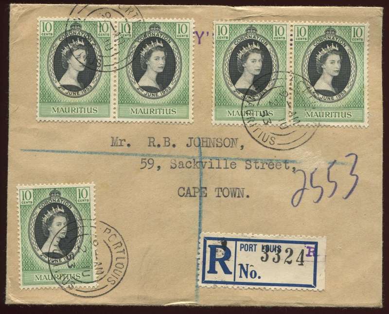 Mauritius - Commercial FDC  - Cover - 1953 QEII Coronation